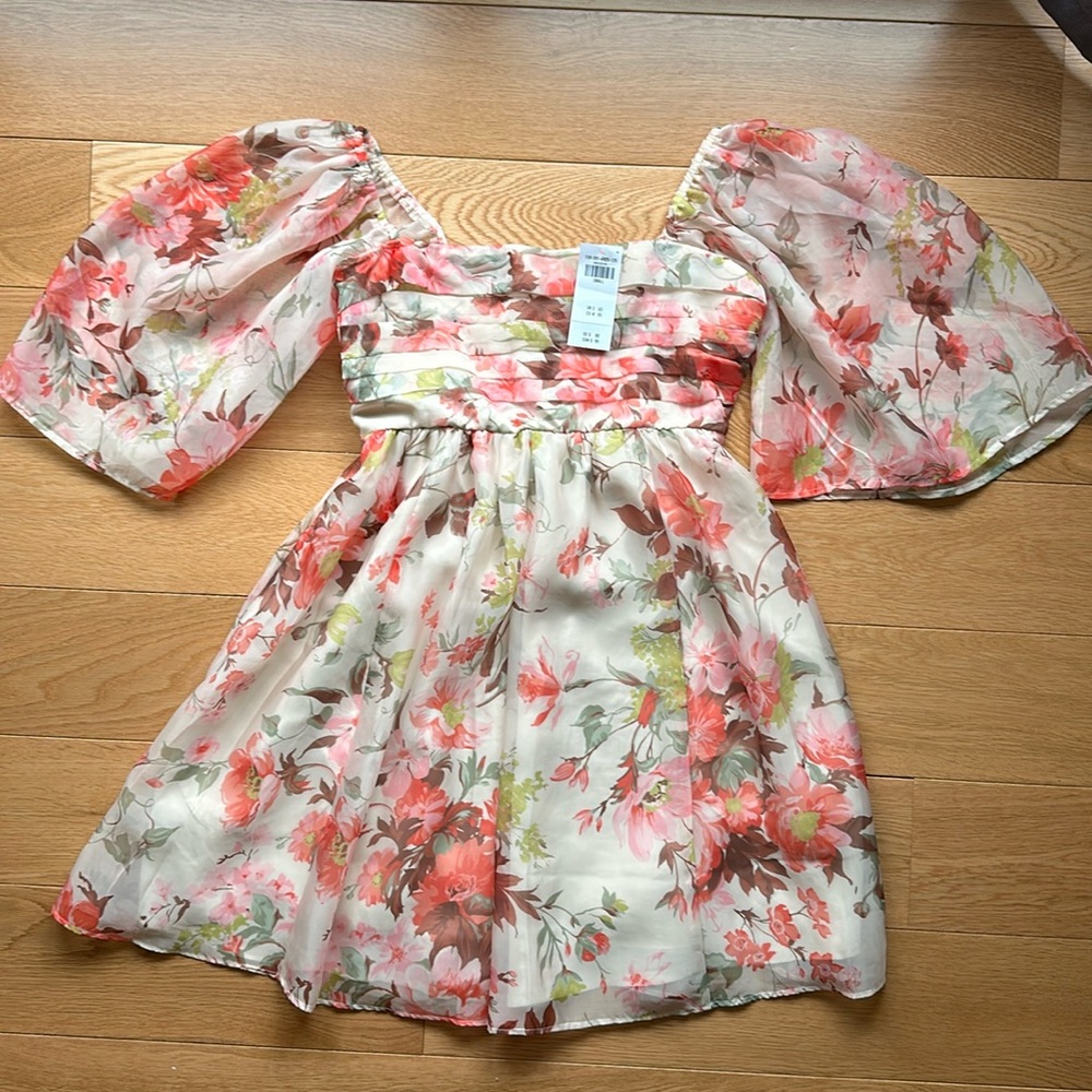 NWT Abercrombie and Fitch Emerson Ruched Angel Sleeve Mini Dress